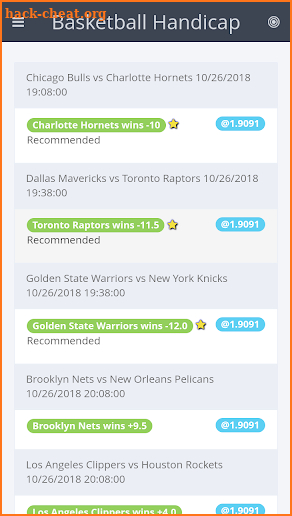 BasketBall Handicaps screenshot