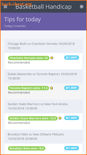 BasketBall Handicaps screenshot