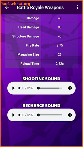 Battle Royale Weapons - All Statistics screenshot