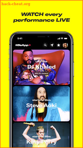 #BeApp: live music streaming screenshot