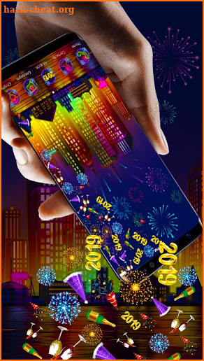 Beautiful City New Year Fireworks Gravity Theme screenshot