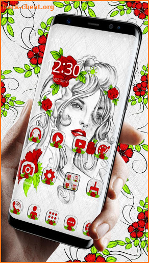 Beautiful Girl Rose Tattoo Theme screenshot