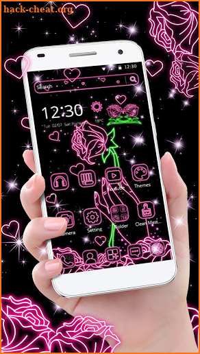 Beautiful neon rose theme screenshot