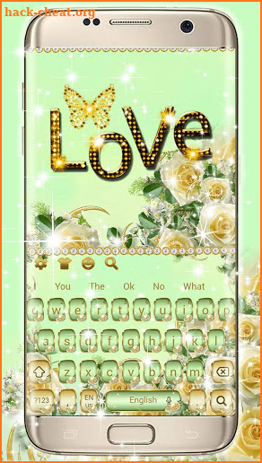 Beautiful Rose Diamond Butterfly Keyboard Theme screenshot