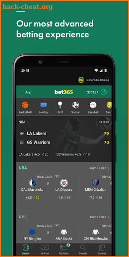 bet365 Sportsbook screenshot