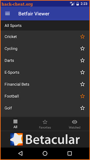 Betacular Betfair Viewer screenshot