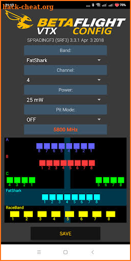 Betaflight VTX Config screenshot