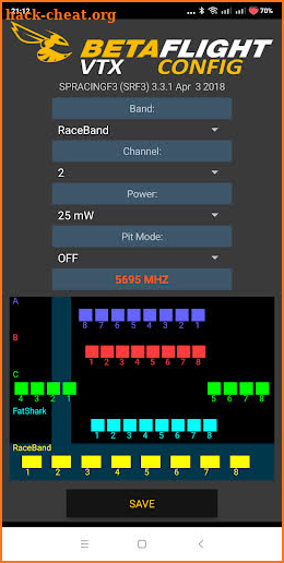 Betaflight VTX Config screenshot