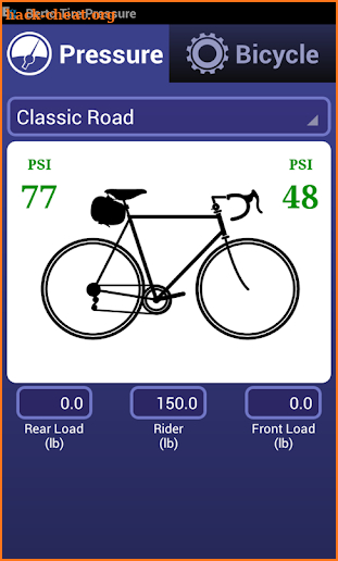 Bicycle Tire Pressure Calc screenshot