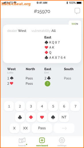 bid72 – Bid perfectly with your bridge partner screenshot
