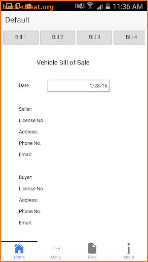 Bill of Sale screenshot