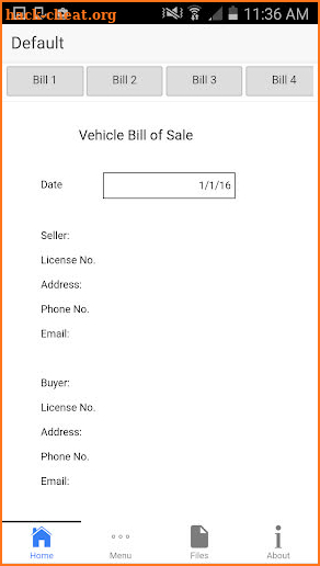 Bill of Sale screenshot