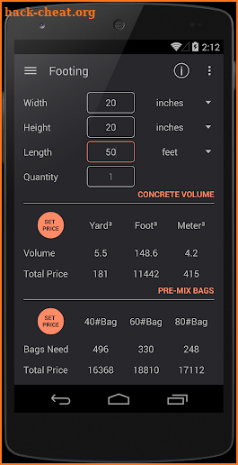 Binder - Concrete Calculator screenshot