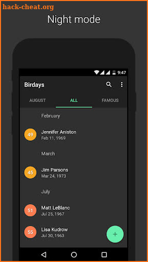 Birdays – Birthday reminder screenshot