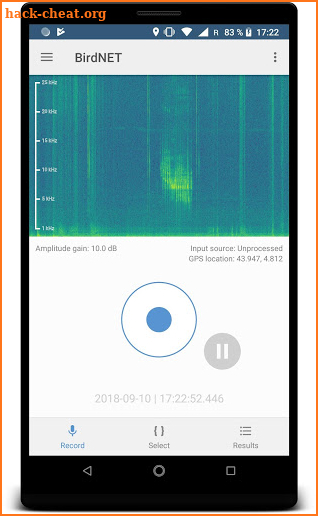 BirdNET: Bird sound identification screenshot