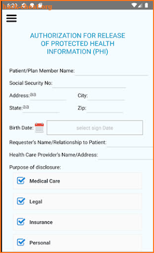 Birth Parent Application Packet screenshot