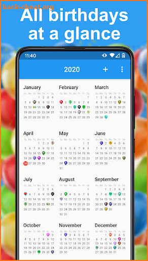 Birthday calendar reminder screenshot