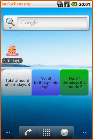 Birthday database screenshot