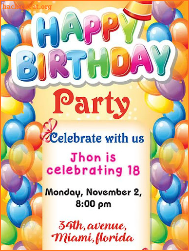 Birthday invitation maker screenshot