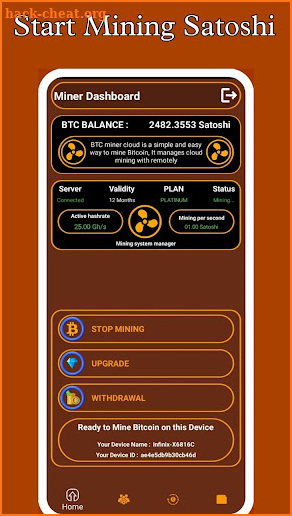 Bitcoin Mining system App screenshot