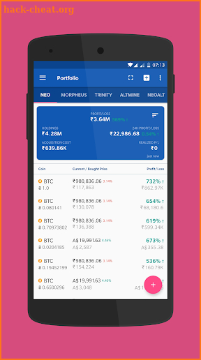 Bitcoin Price, Portfolio & Alerts Tracker ACrypto screenshot