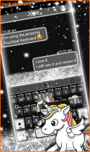 Black Cute Glitter Unicorn Keyboard Theme screenshot