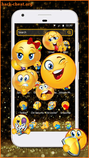 Black Glitter Emoji Theme screenshot