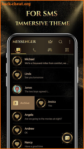 Black Golden SMS - Default SMS&Phone handler screenshot