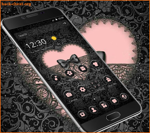 Black Lace Pink Heart Theme screenshot