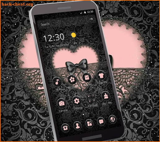 Black Lace Pink Heart Theme screenshot