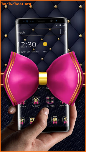 Black Leather Pink Bowknot Theme screenshot