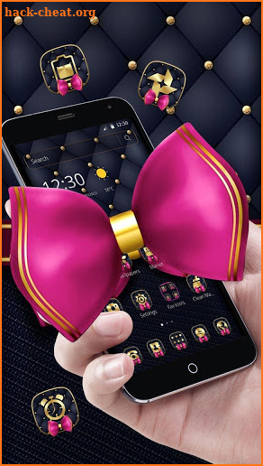 Black Leather Pink Bowknot Theme screenshot