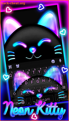 Black Neon Kitty Keyboard Theme screenshot