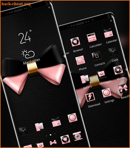 Black simple cute pink tie theme screenshot