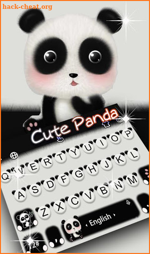 Black White Lovely Cute Panda Keyboard Theme screenshot