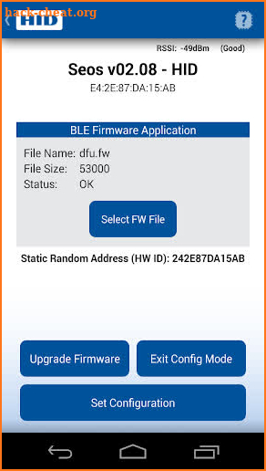 BLE Config App screenshot