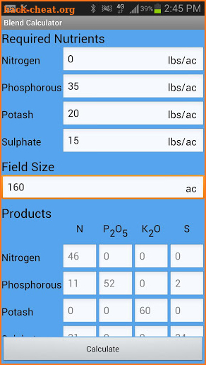 Blend Calculator screenshot