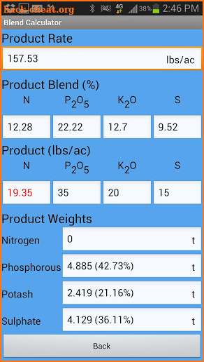 Blend Calculator screenshot