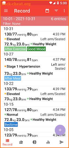 Blood Pressure Diary screenshot