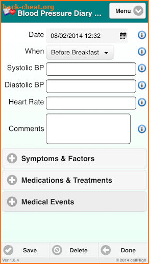 Blood Pressure Diary 2 screenshot