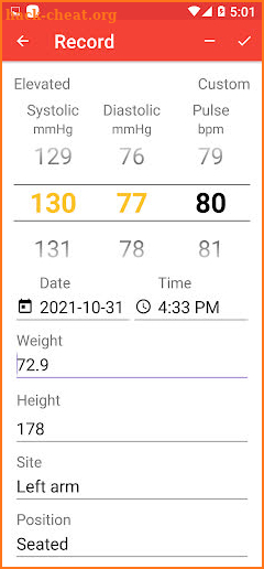 Blood Pressure Diary screenshot