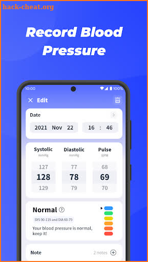 Blood Pressure Diary screenshot