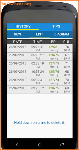Blood Pressure History screenshot
