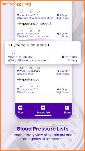 Blood Pressure logs Diary screenshot