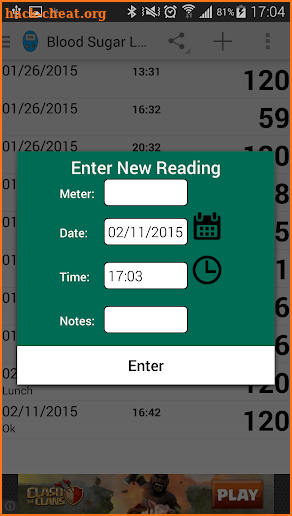 Blood Sugar Log screenshot