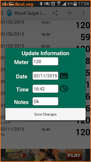 Blood Sugar Log screenshot