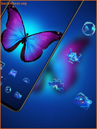 Blue Butterfly theme Bright Wing Neon Animals screenshot