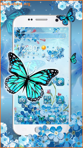 Blue Cherry Butterfly Theme screenshot