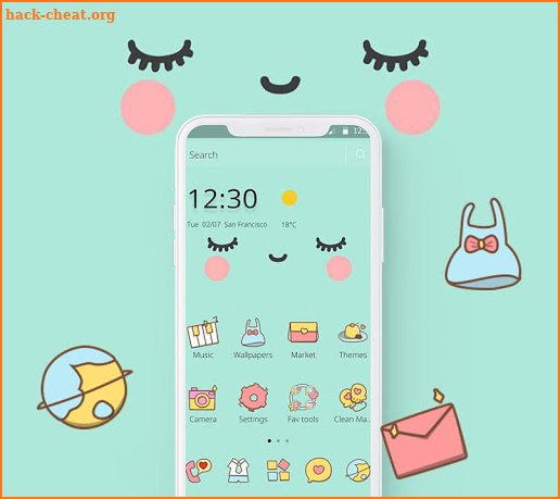 Blue Cute Cartoon Sweet Face Theme screenshot