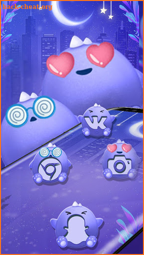 Blue Cute Monster Launcher Theme screenshot